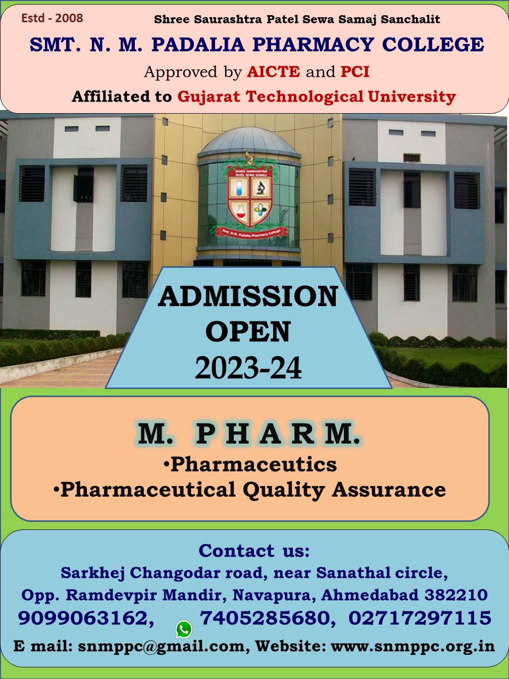 M.  P H A R M.   ADMISSION OPEN